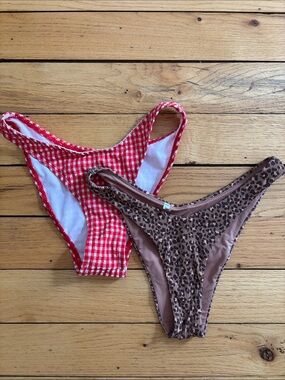 aerie Brown Leopard Bikini Bottom and wild fable gingham bottom